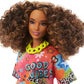 Barbie Fashionistas Doll #201, Athletic Body with Curly Brunette Hair, Graffiti-Print Dress & Accessories Including Boots & Chain Necklace