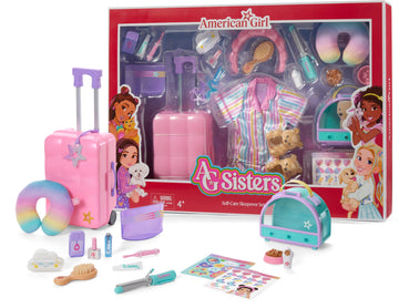 American Girl, AG Sisters Self-Care Sleepover Set, Doll Playset, for 14.5-inch Dolls, 22 pcs, for Ages 4+ (Amazon Exclusive)