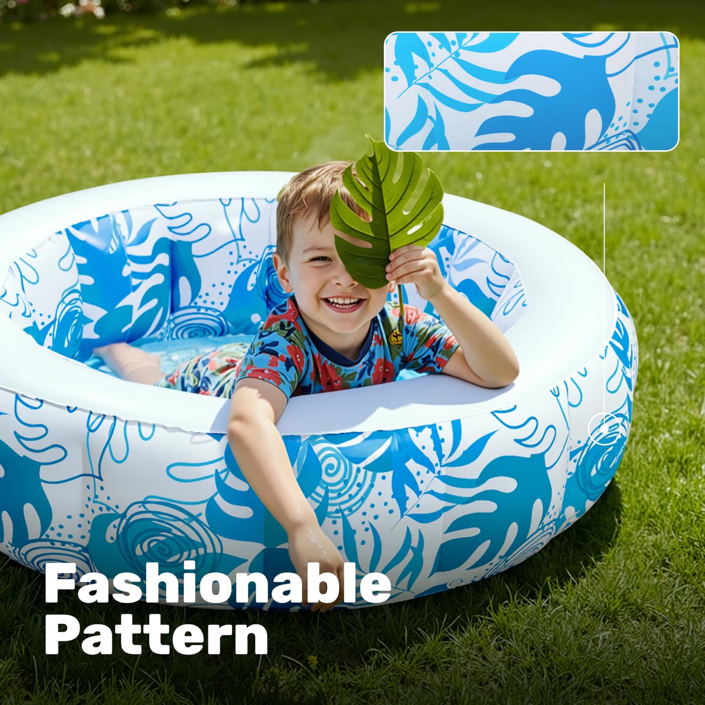 SLOOSH Inflatable Kiddie Pool for Kids, 36"x11" Swimming Pool with Soft Pad Floor for Kid & Toddler, Round Blow Up Baby Ball Play Pit Pools for Swim