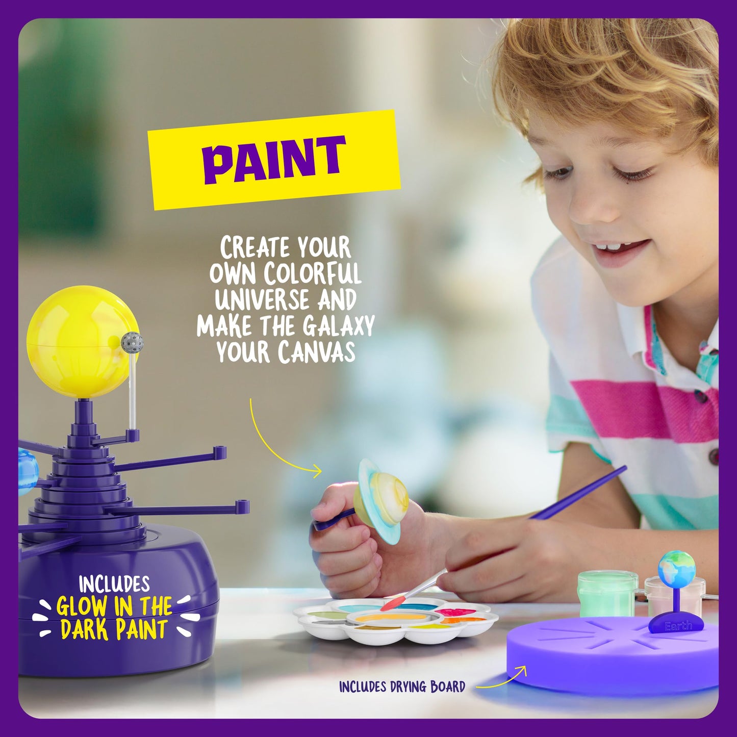 Dan&Darci 360° Orbiting Solar System for Kids - Paint & Build Model Kit - Arts and Crafts for Kid Ages 8-12, 4-6, 4-8, 6-8 - Space Toys 8-10 - Science