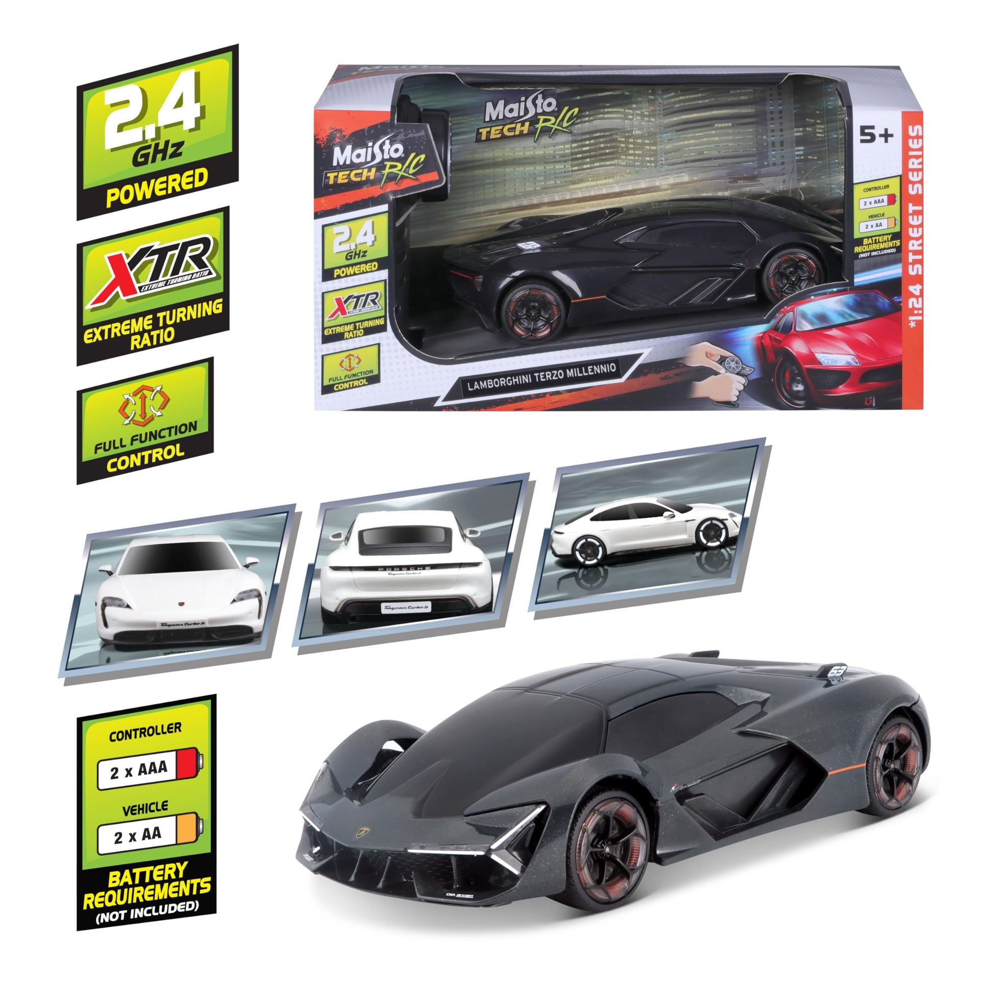 Maisto Tech R/C 1:24 Scale 2.4 GHz Lamborghini Terzo Millenio, Gloss Black