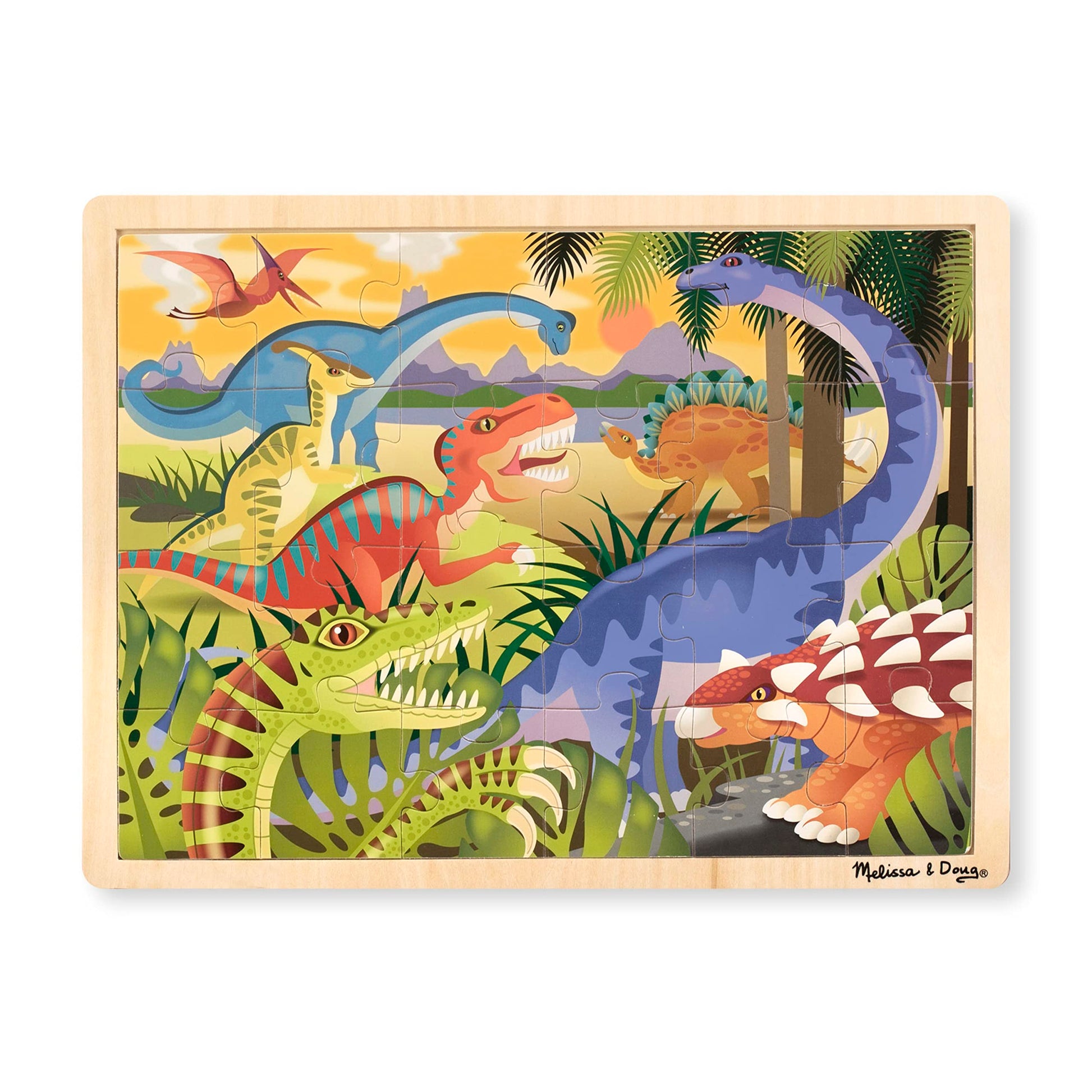 Melissa & Doug Dinosaurs Wooden Jigsaw Puzzle with Storage Tray (24 pcs)