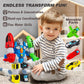 SOMMER 5-in-1 Magnetic Vehicles Toy Playset, Mix and Match STEM Stacking Assembling Car Kit with Storage Box, Transform into Robot, Birthday Gift