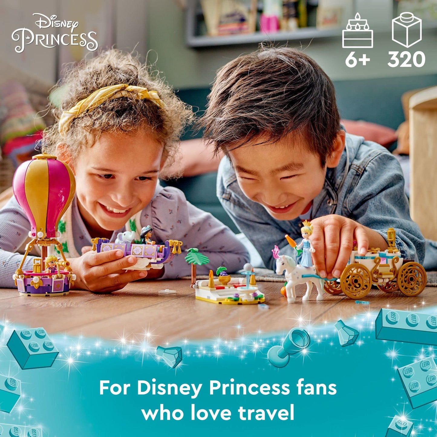 LEGO Disney Princess Enchanted Journey Building Set - 3in1 Playset with Cinderella, Jasmine, Rapunzel Mini Dolls, Toy Horse & Carriage, Hot Air