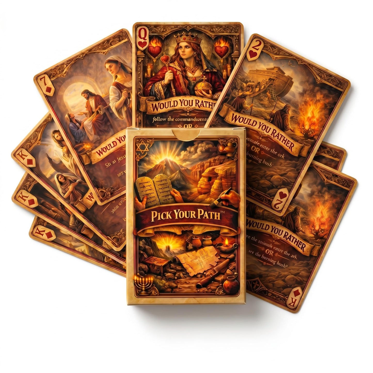 pick your path Christian Card Game - 52 Faith-Based Would You Rather Questions-Poker Cards with Beautiful Artwork.