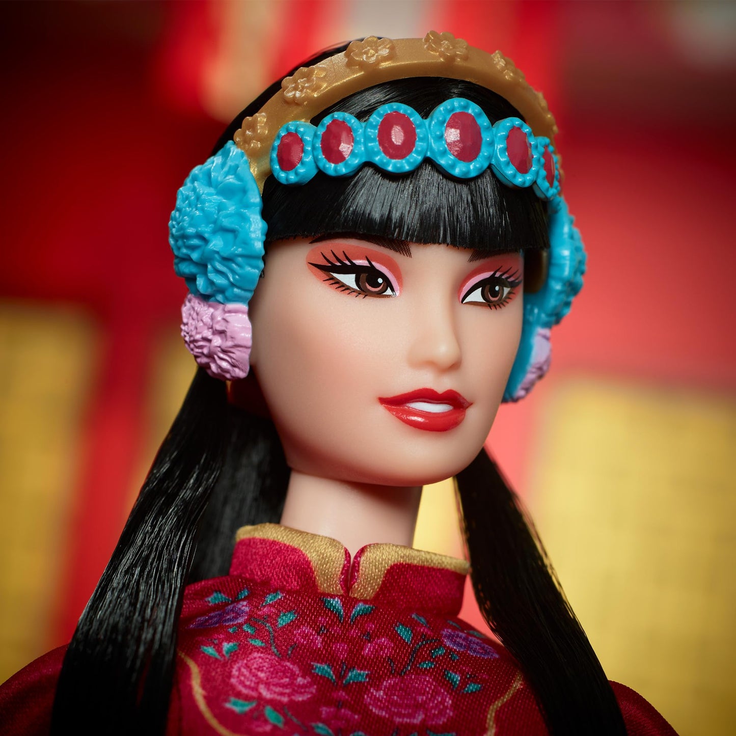 Barbie Signature Lunar New Year Doll in Red Floral Robe & Traditional Accessories Inspired by the Peking Opera, Collectible with Stand & Certificate