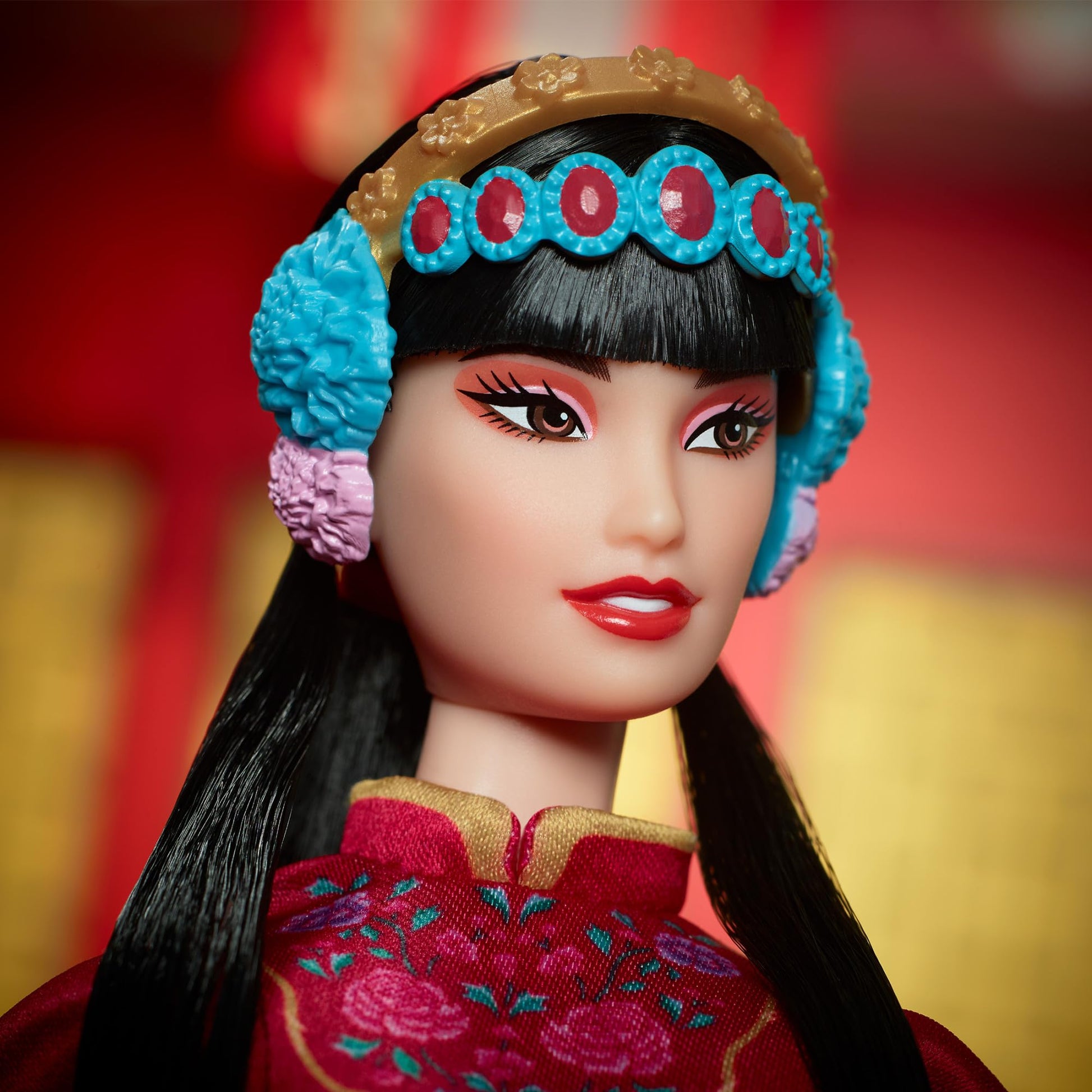 Barbie Signature Lunar New Year Doll in Red Floral Robe & Traditional Accessories Inspired by the Peking Opera, Collectible with Stand & Certificate
