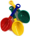 Matty's Toy Stop 10.5" Kids Multi-Color Sand Scoop Plastic Shovels for Sand & Beach (Red/Blue, Yellow/Green & Green/Yellow) Complete Gift Set Bundle