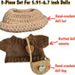 3-Piece Handcrafted 17cm Doll Clothes - Compatible with 5.91-6.7inch (17cm) Dolls as Accessories, Premium Dolls Outfit with Accessories, Hand