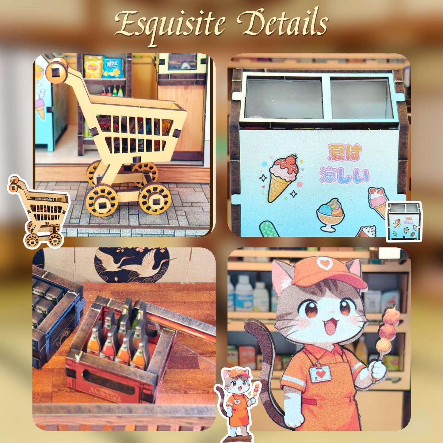 Japanese DIY Miniature House Kit, DIY Book Nook Kit, Minimart Model Craft Kits, Wooden Mini Doll House Kit, Tiny Model House for Adults to Build