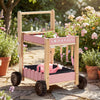 ROBOTIME Kids Gardening Tools with Cart Wheelbarrow - Wooden Outdoor Garden Toys Set with Watering Can, Shovel, Hand Rake & Plant Labels, Outdoor