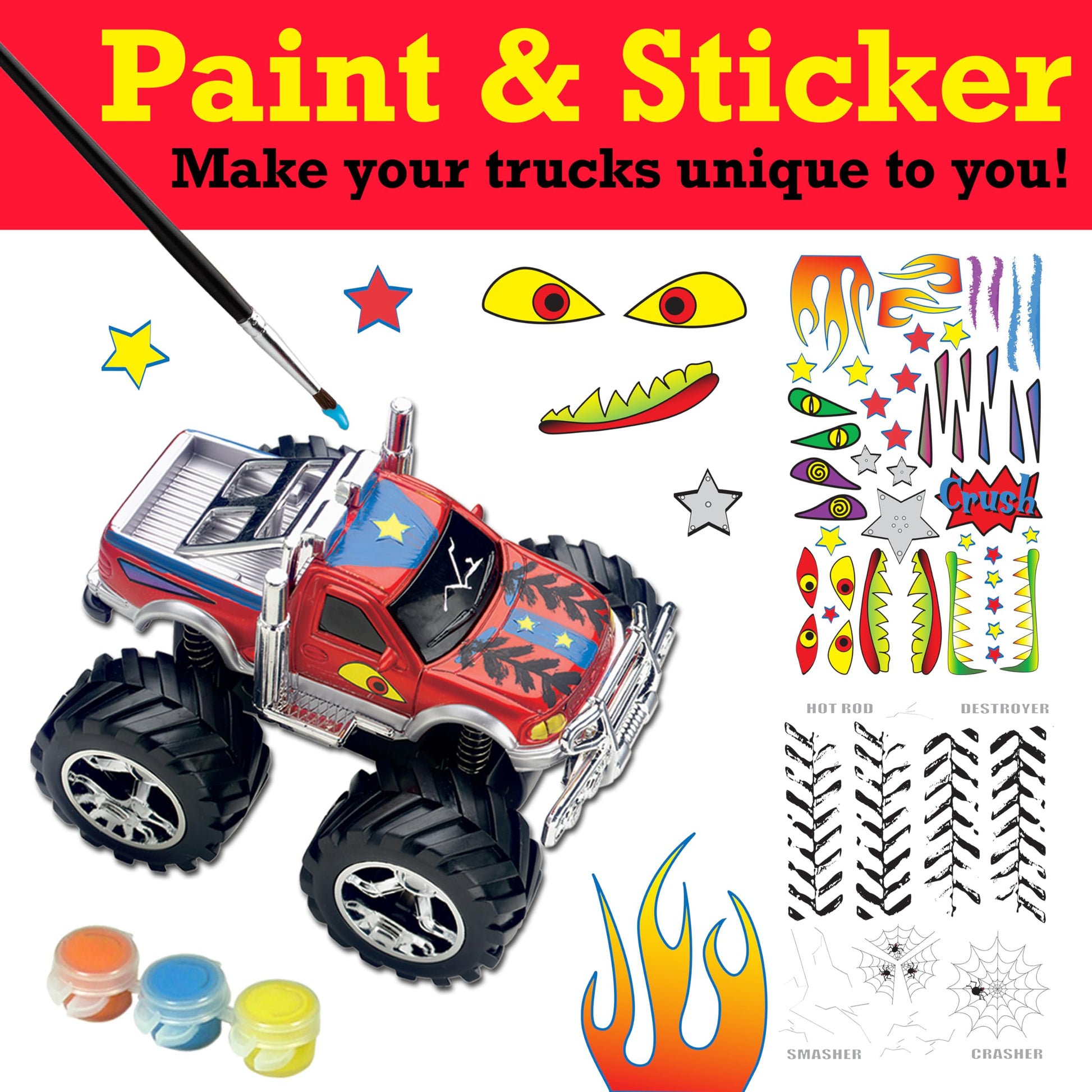 Creativity for Kids Monster Truck Custom Shop - Customize 4 Monster Trucks, Gifts for Boys (Ages 5+)