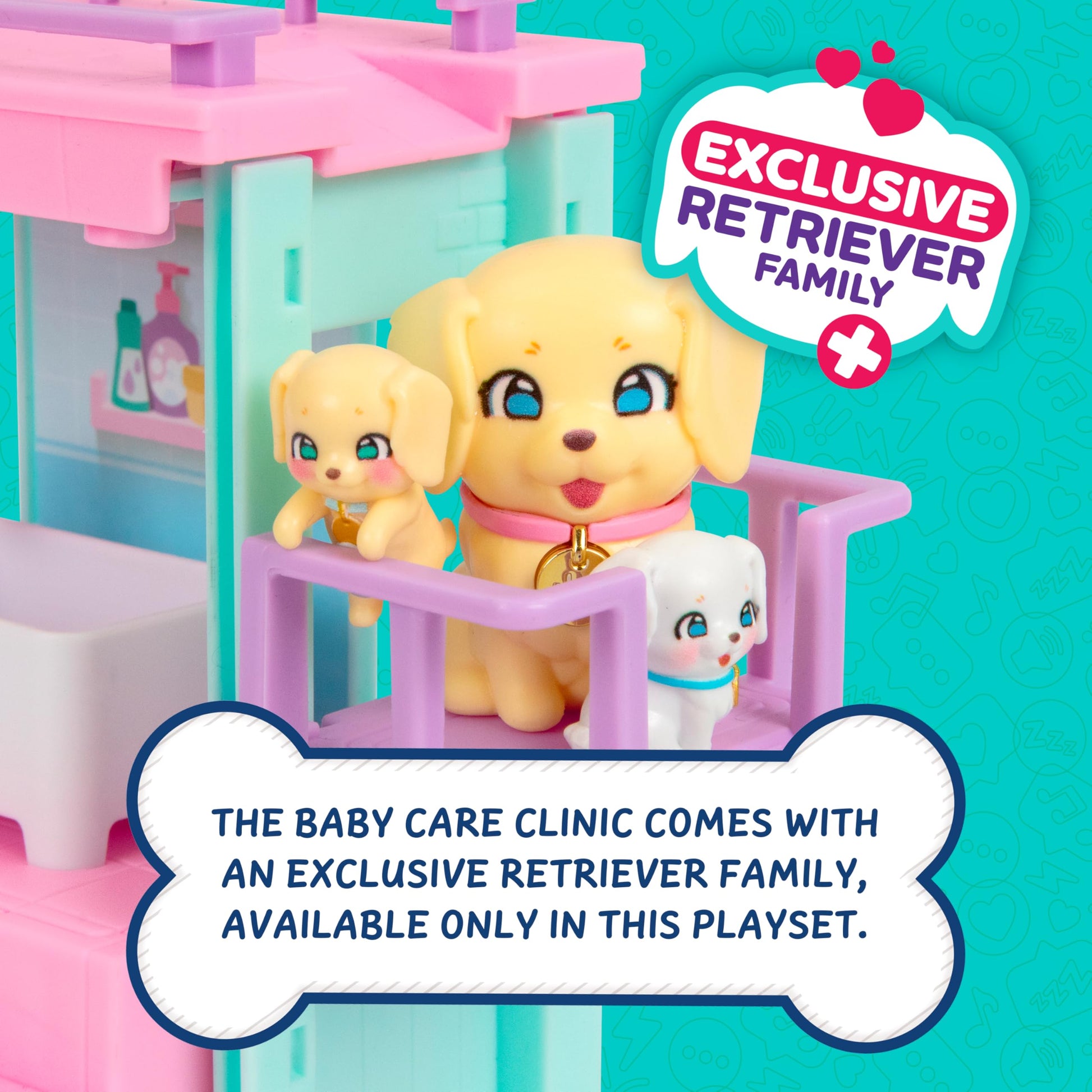 Little Live Pets Mama Surprise Families Pet Vet Playset, Baby Care Clinic Animal Hospital Play Set, 3 Puppies, Accessories, Vet Toys for Kids 5+
