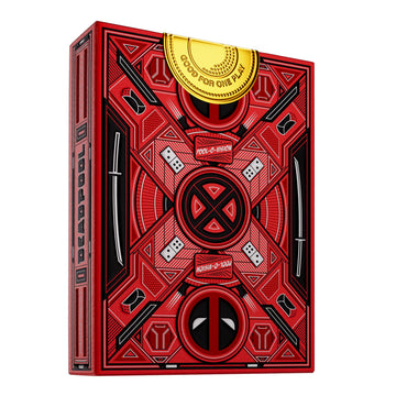 theory11 Deadpool Playing Cards - Red Suit Superhero Poker Deck with Silver Foil Box, Custom Art, Magic, Cardistry, Game Night Gift for Marvel Fans