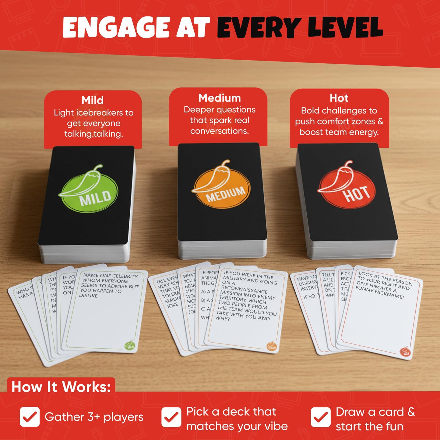 Team Building Card Game with 150 Icebreakers and Funny Questions | 3-in-1 Funny Office Game and Conversation Starter | Perfect for an Office Party or