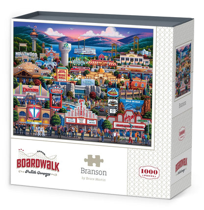 Boardwalk Branson 1000 Piece Jigsaw Puzzle Colorful Music Missouri Puzzles with Premium Box, Gift for Adults and Family 19"x26"