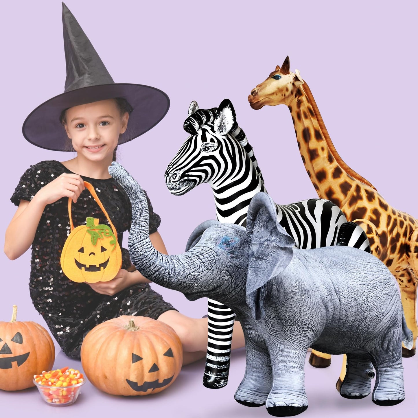 Jet Creations Safari 3 Pack Giraffe Zebra Elephant Great for Pool, Party Decoration, an-GZE, Multi