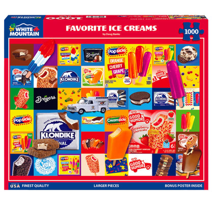 White Mountain 1000 Piece Jigsaw Puzzle Vintage Food, Favorite Ice Creams