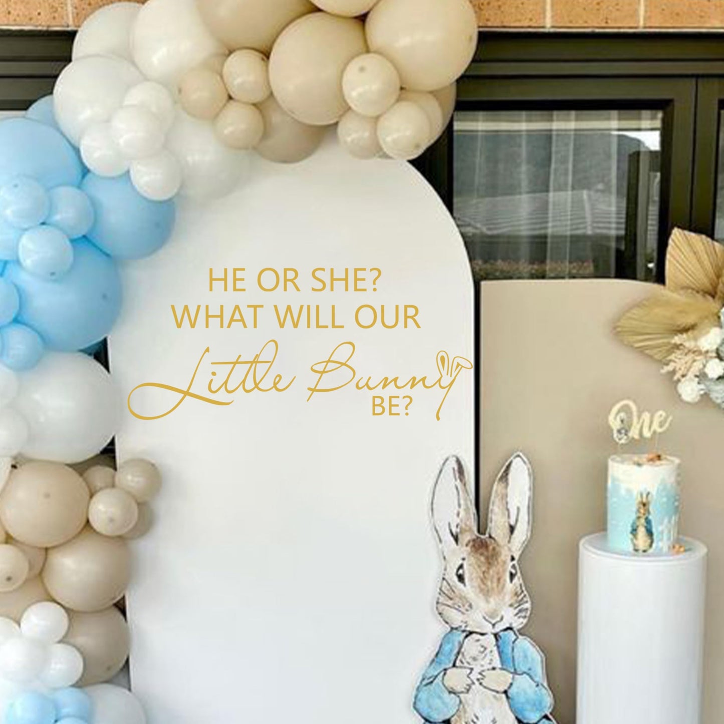 ZAIBIANHAO HE or SHE What Will Our Little Bunny Be Decal - Spring Easter Baby Shower Decorations,Some Bunny Party Decor for Balloon Archs,Rabbit Theme