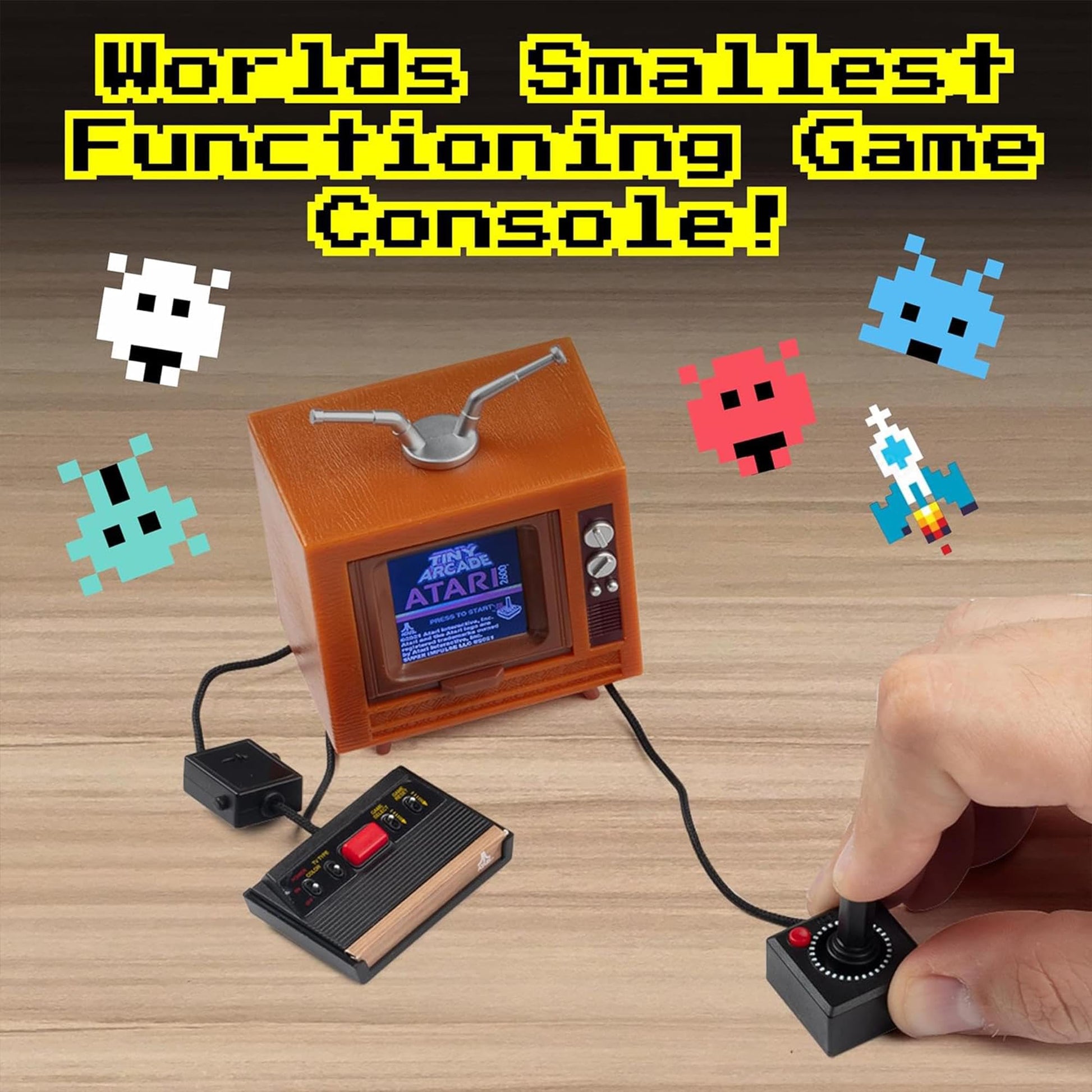 Tiny Arcade Atari 2600 Mini Console 3.5” Playable Retro TV & Controller with 10 Classic Games Including Pac-Man & Breakout -Portable Vintage Gaming