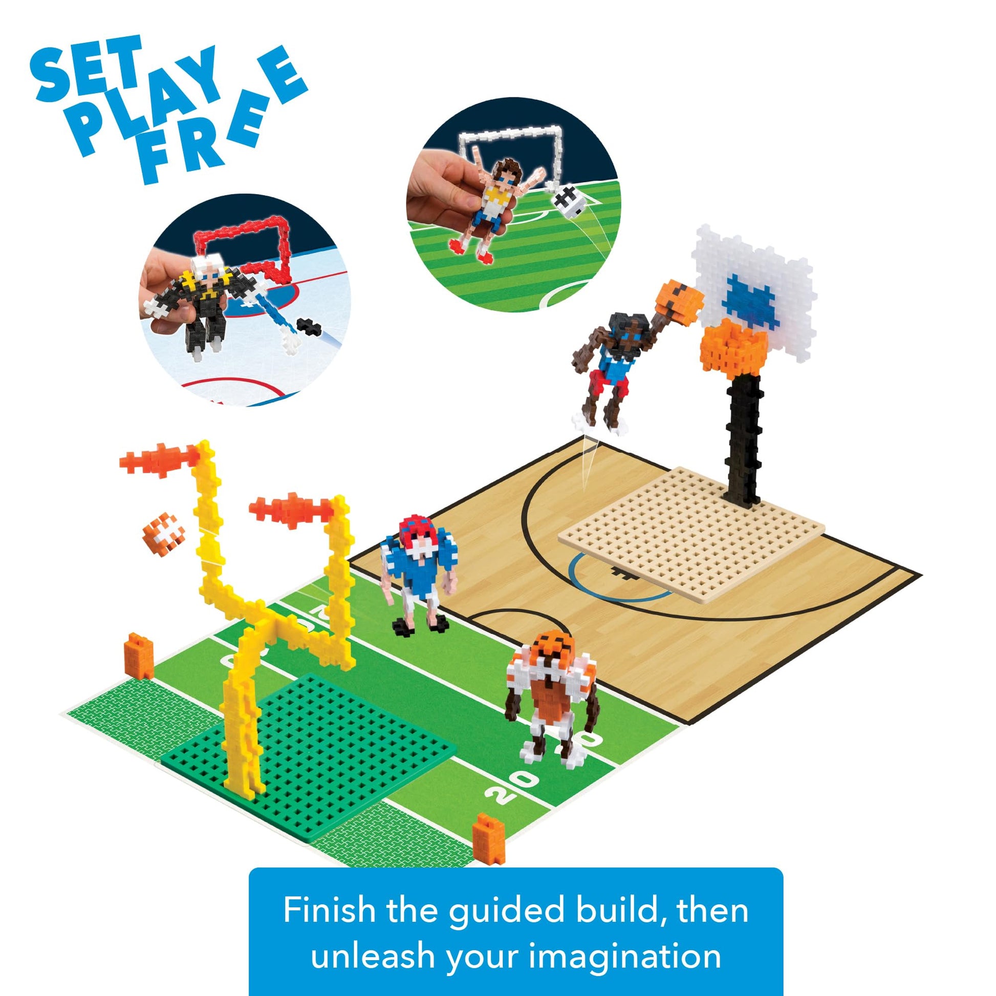 PLUS PLUS Learn to Build Sports, 380 Pieces - Interlocking Mini Building Blocks, 3D Puzzle Stem Toy for Kids