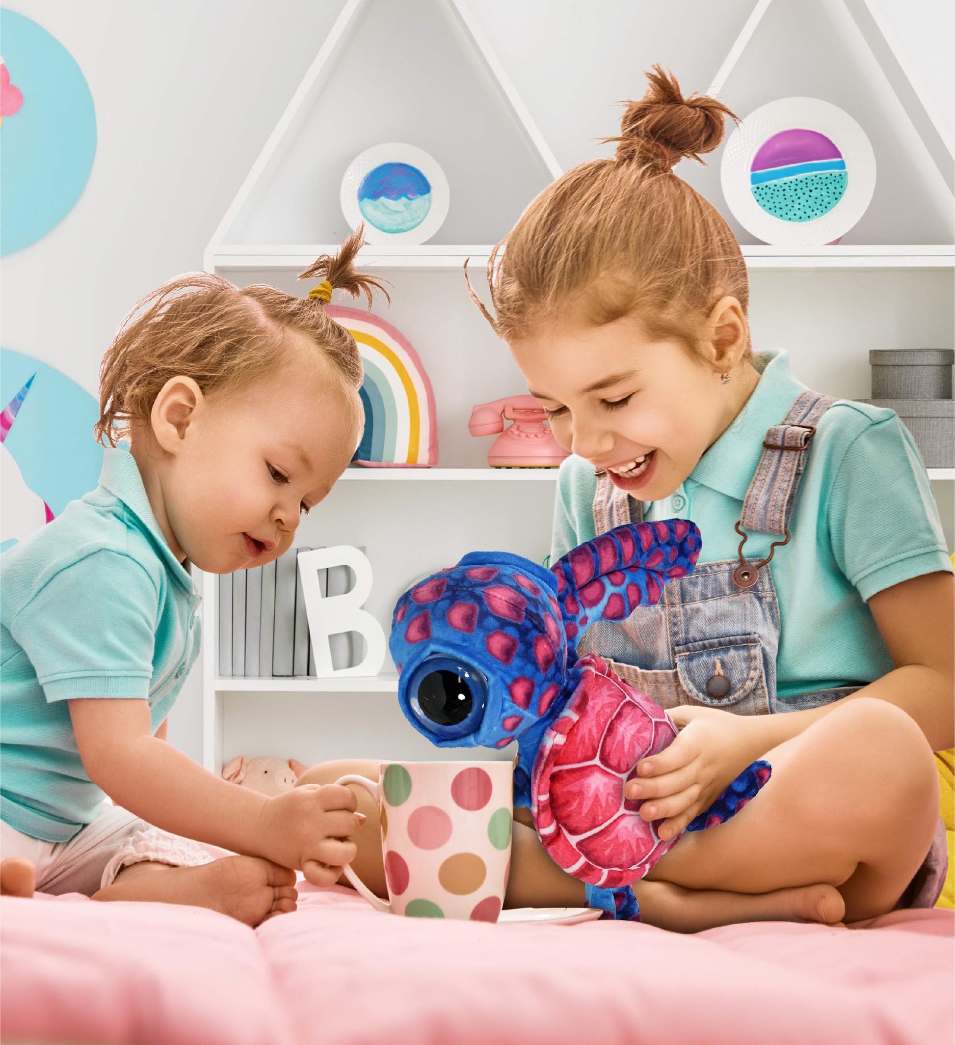 DolliBu Pink Sea Turtle Super Soft Stuffed Animal, Cute Realistic Stuffed Animals for Girls. Boys and Adults Animal Gifts, Kids Ocean Nursery Decor