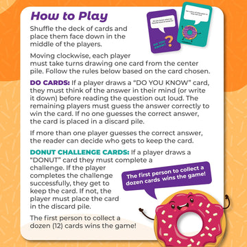 Do or Donut Card Game - Exciting Family & Couples Game Night Challenge, Fun Game for Family Gatherings, Parties, Classrooms, Kids & Adults - 3-8