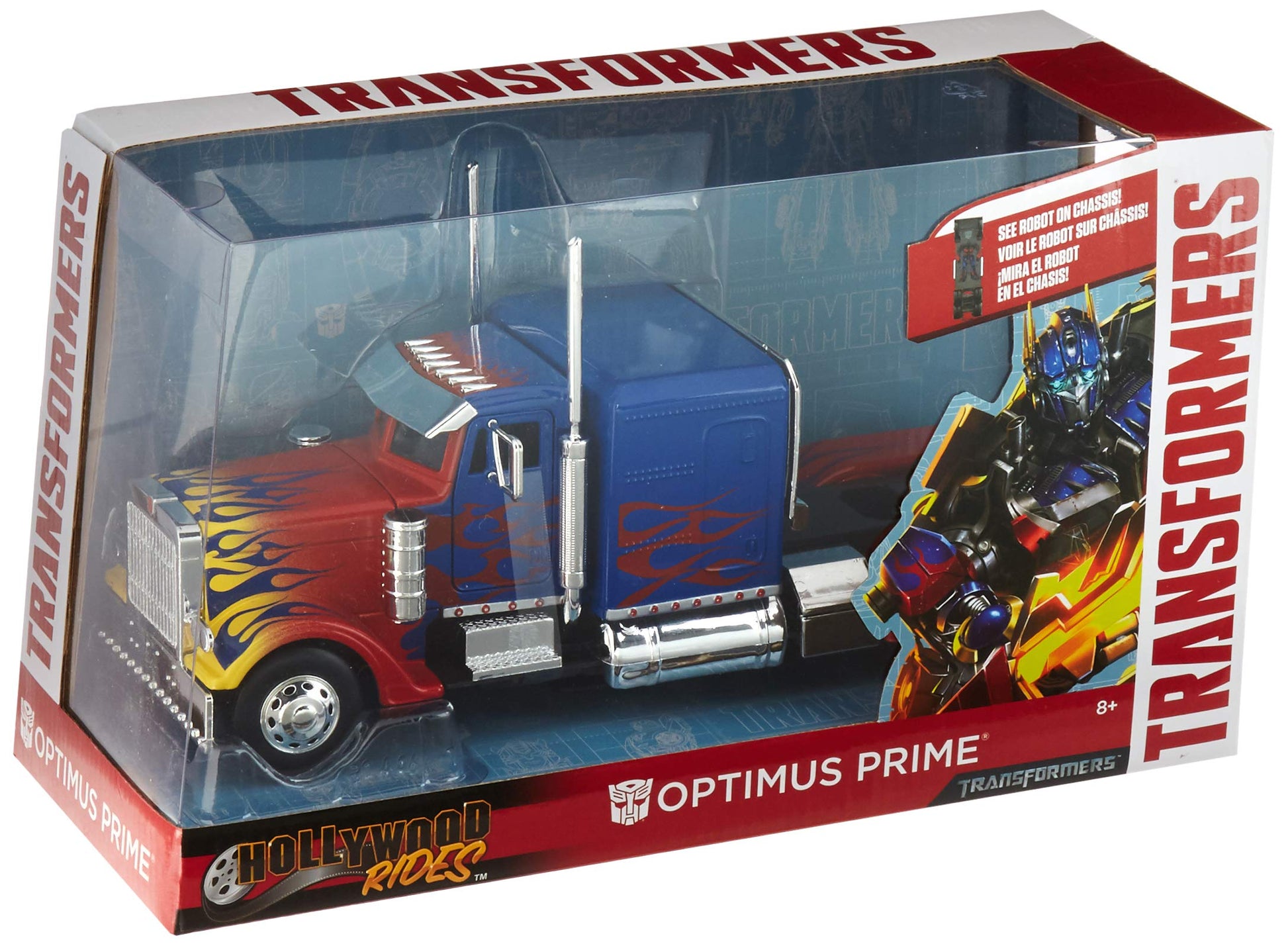 Jada Optimus Prime Truck with Robot on Chassis from Transformers Movie Hollywood Rides Series Diecast Model 30446