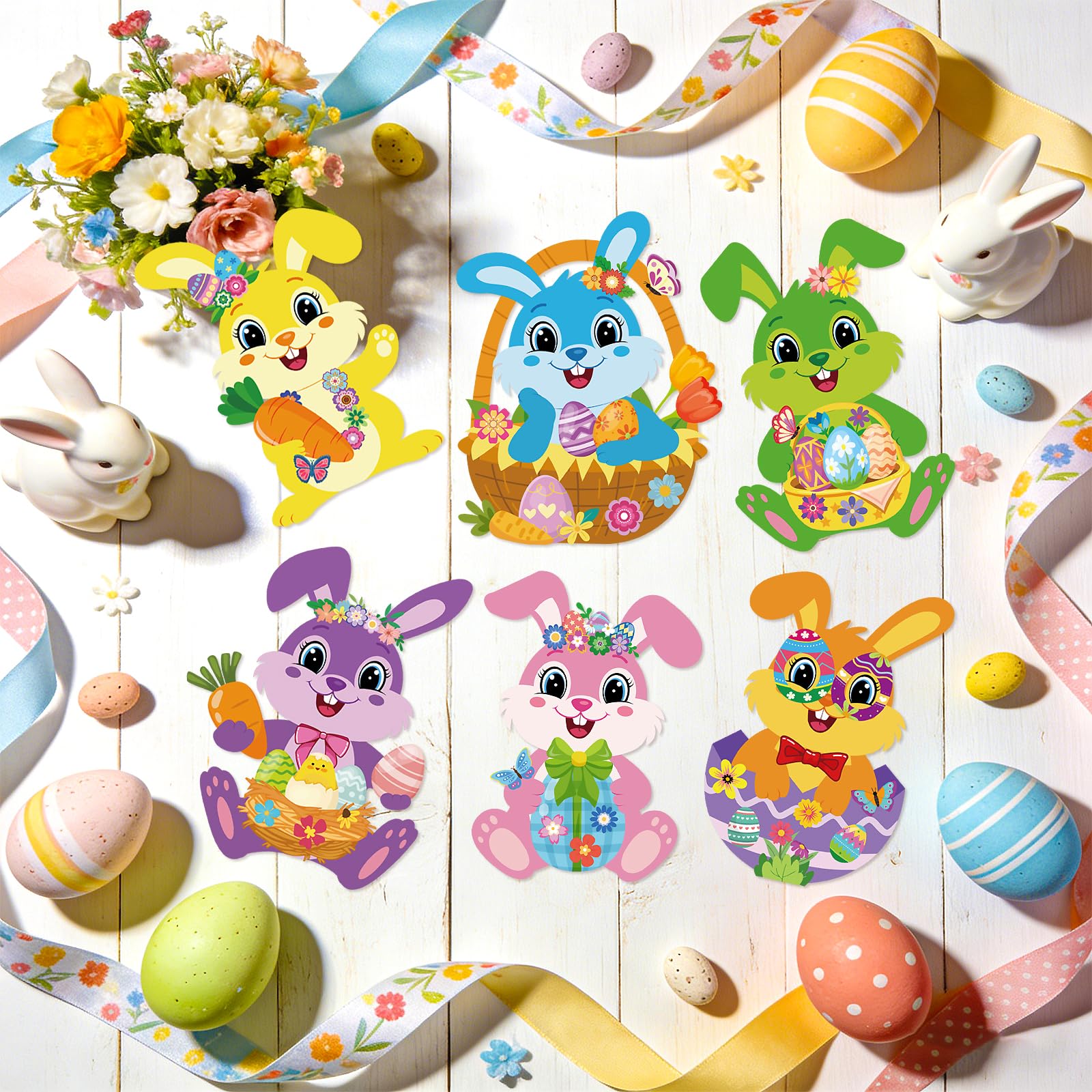 Sealmic Easter Bunny Craft Kit for Kids DIY Make Your Own Bunny Card Set Happy Easter Egg Bunny Sticker for Kids Decoration Holiday Celebration