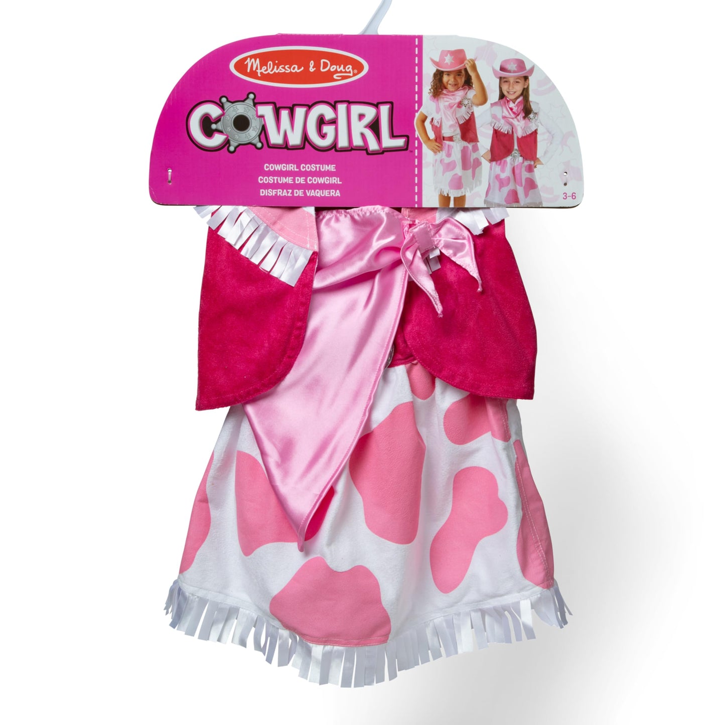 Melissa & Doug Cowgirl Role Play Costume Set (5pcs) - Skirt, Hat, Vest, Badge, Scarf