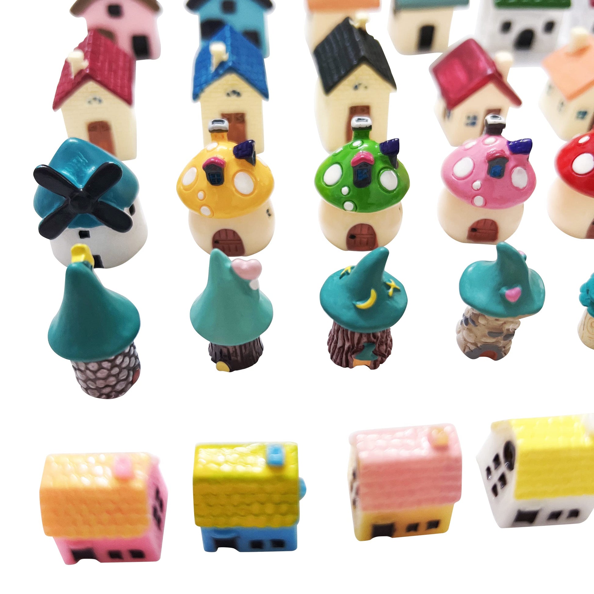 Anrher 30pcs Mini House Resin Decoration Sets for Doll House Pretend Game Toys DIY Garden Birthday Party