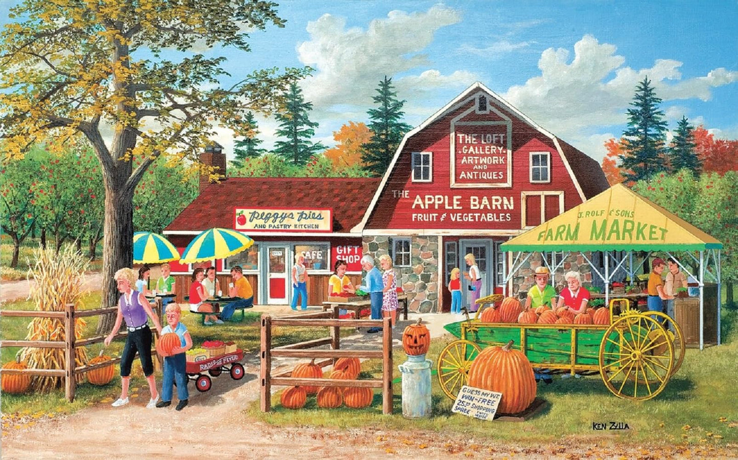 SUNSOUT INC - Harvest Market - 300 pc Jigsaw Puzzle by Artist: Ken Zylla - Finished Size 16" x 26" - MPN# 39974