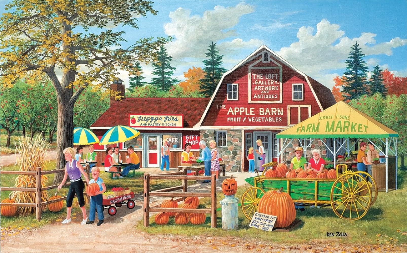 SUNSOUT INC - Harvest Market - 300 pc Jigsaw Puzzle by Artist: Ken Zylla - Finished Size 16" x 26" - MPN# 39974