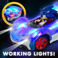 NKOK Sonic Glow Racer RC Car w/Turbo Boost | Ready-to-Run 1/16 Scale | Light-Up Body, USB Rechargeable AA Batteries