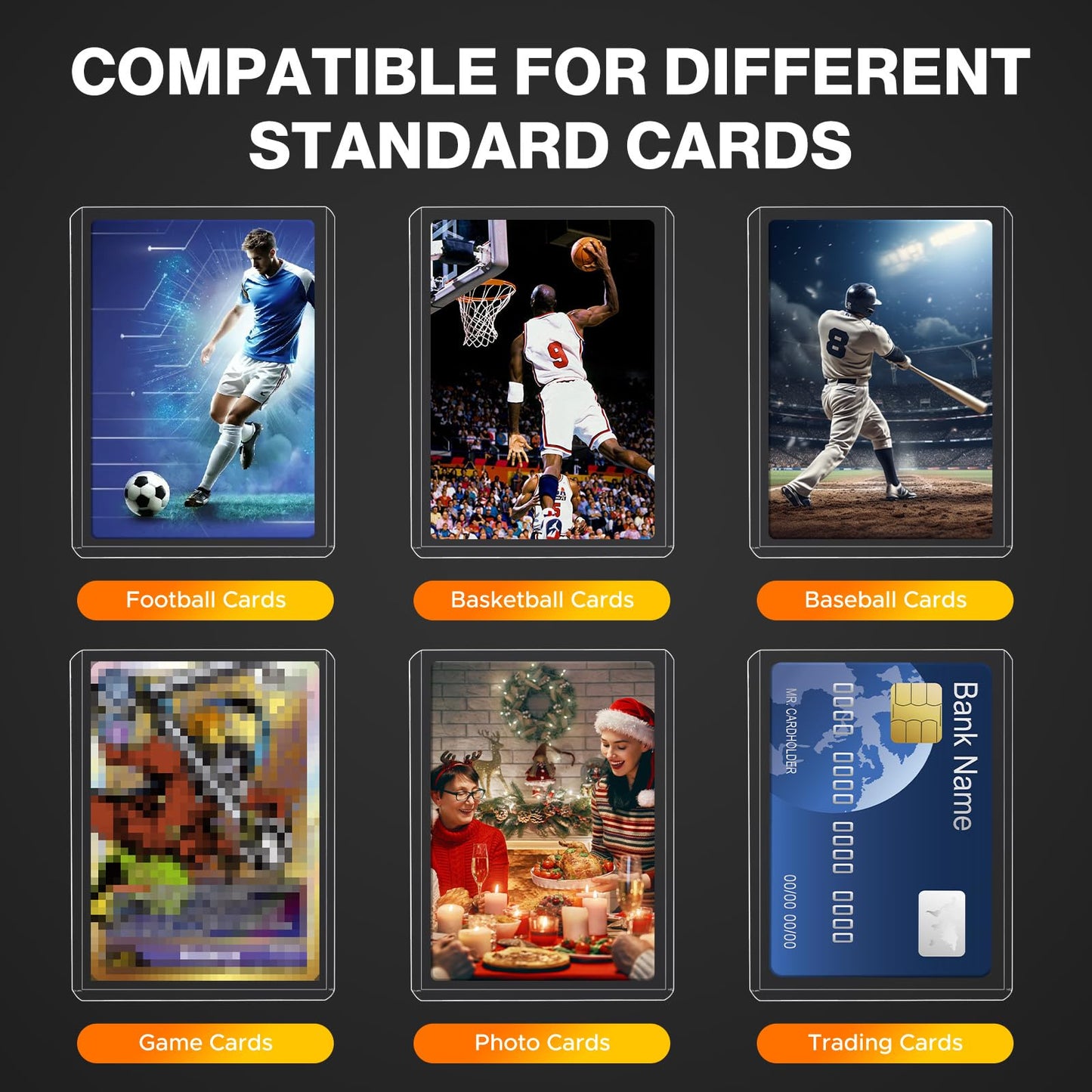 200 Card Sleeves Top Loaders for Cards Included 96 Pockets Top Loader Binder, 3" x 4" Baseball Card Protector Hard Plastic Card Holder for Sports
