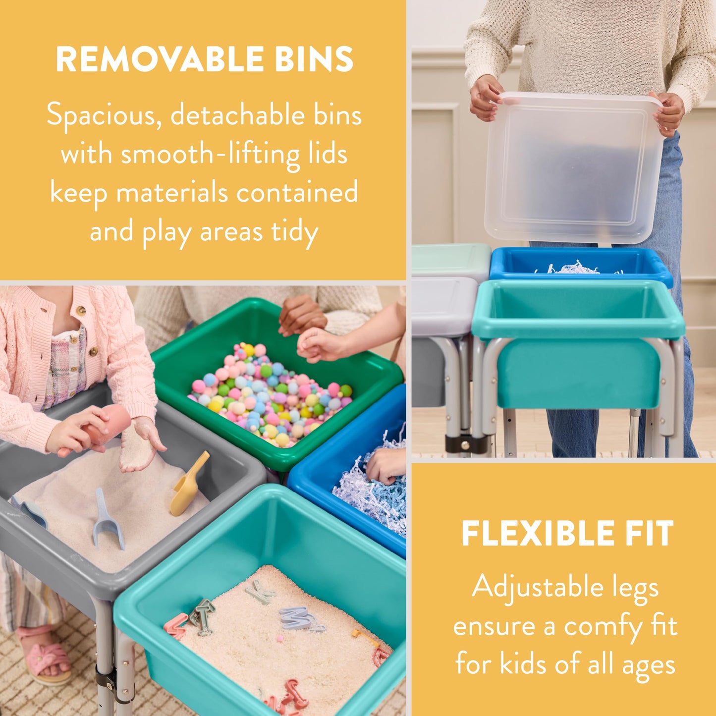 Back2School Express 4-Station Adjustable Sensory Table, Contemporary