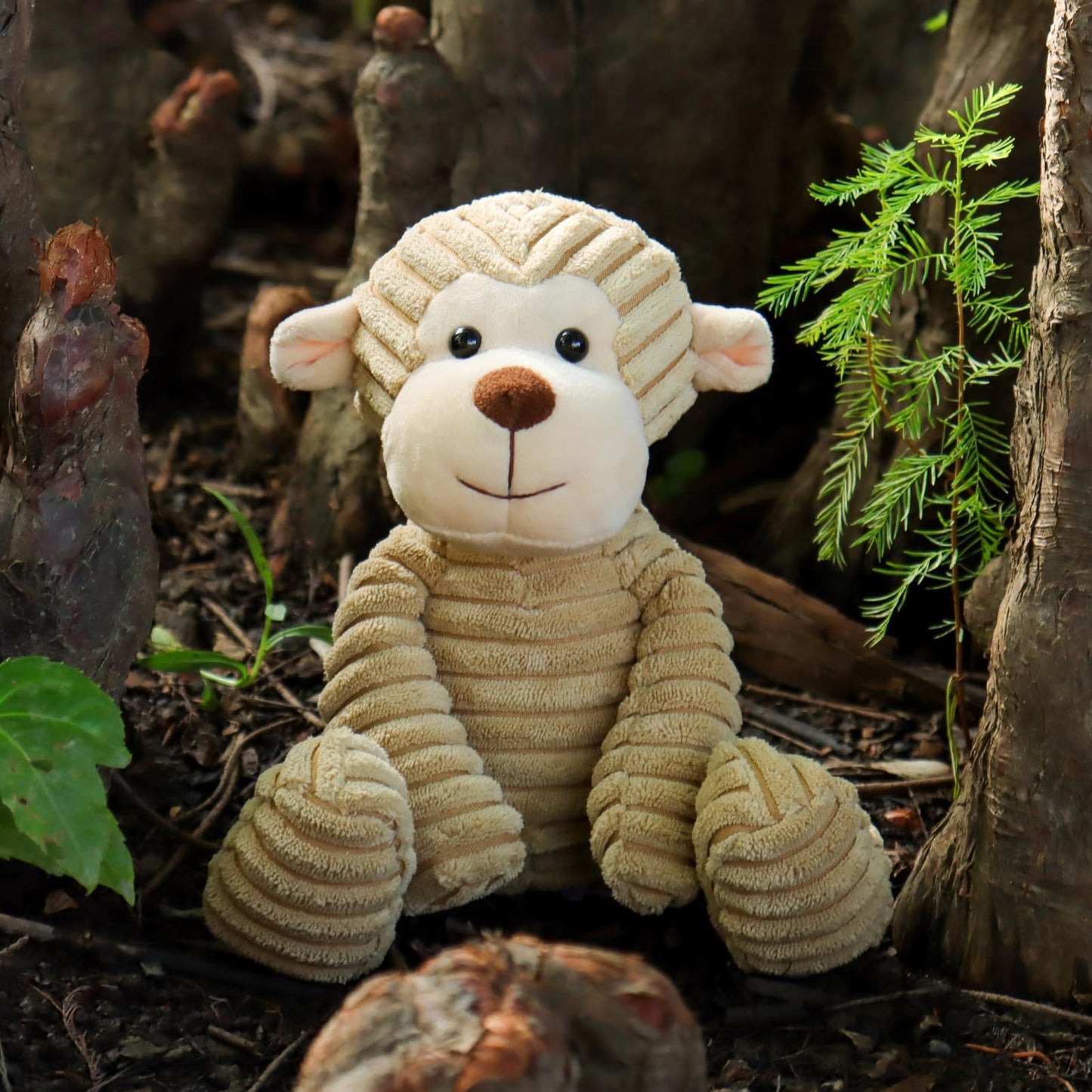 Apricot Lamb Toys Plush Corduroy Monkey Soft Stuffed Animal for Kids 8.5''