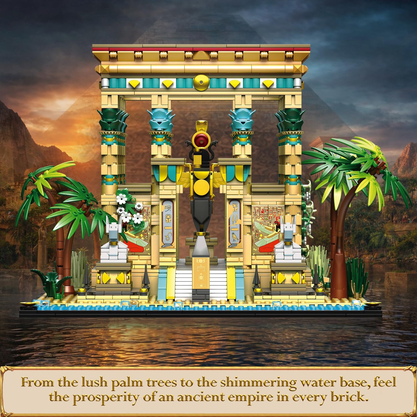 AsmrCap Philaedin Temple Building Set for Adults, Egyptian Architecture Building Blocks, Miniature Nile Temple Scene, Famous Landmark Collection Home