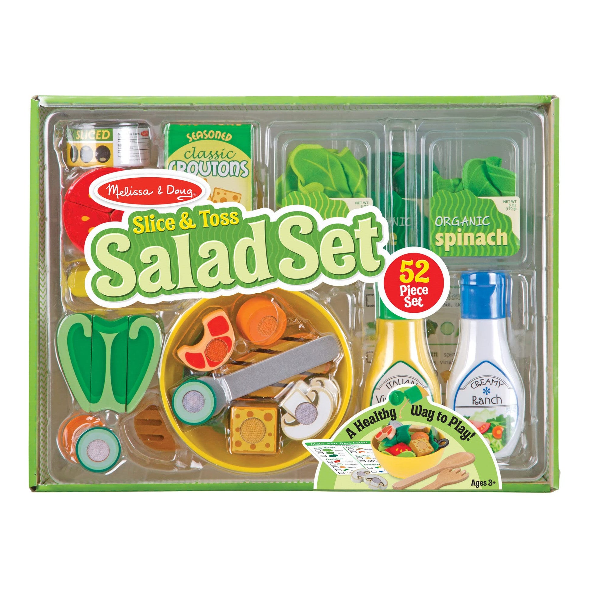Slice & Toss Salad: Play Food Set Bundle with 1 Theme Compatible M&D Scratch Fun Mini-Pad (09310)