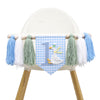 One Funny Goose High Chair Banner for Boys - Goose Theme 1st Birthday Decorations, Blue Gingham Style 1st Birthday Yarn Tassel Banner, Boys First