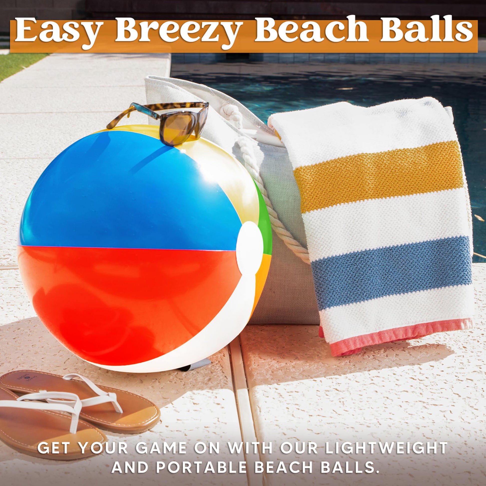 JOYIN 2-Pack 20" Beach Balls - Pool Toys Large Inflatable Beach Ball Swimming Pool Water Games, Classic Rainbow Color Beachball Luau Birthday