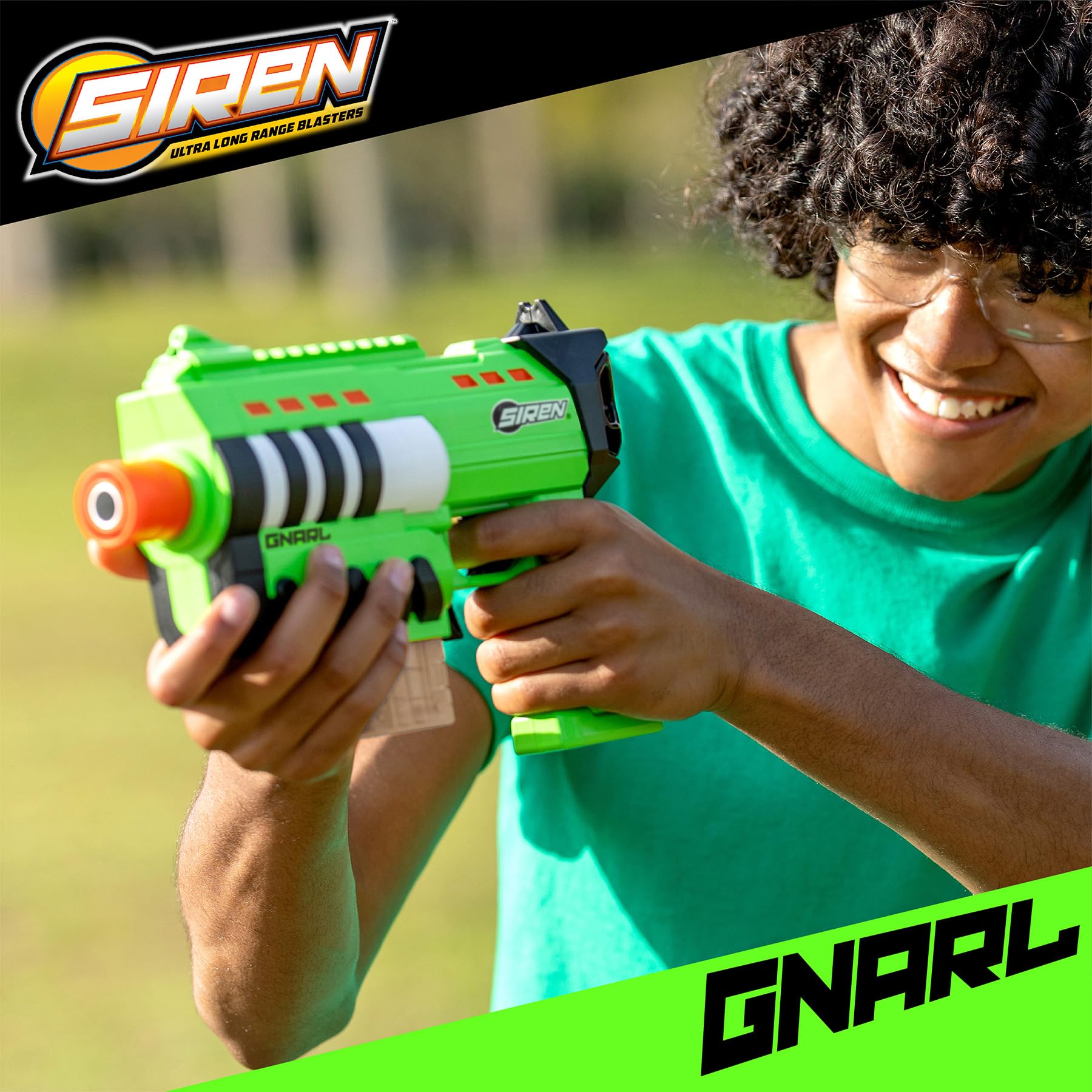 Siren Blasters Gnarl Ultra Long Range Blaster, Multi-Shot Compact Foam Dart Blaster, 5-Dart Magazine, 150 Ft Range, 150 FPS, Outdoor Games, Ages 14+