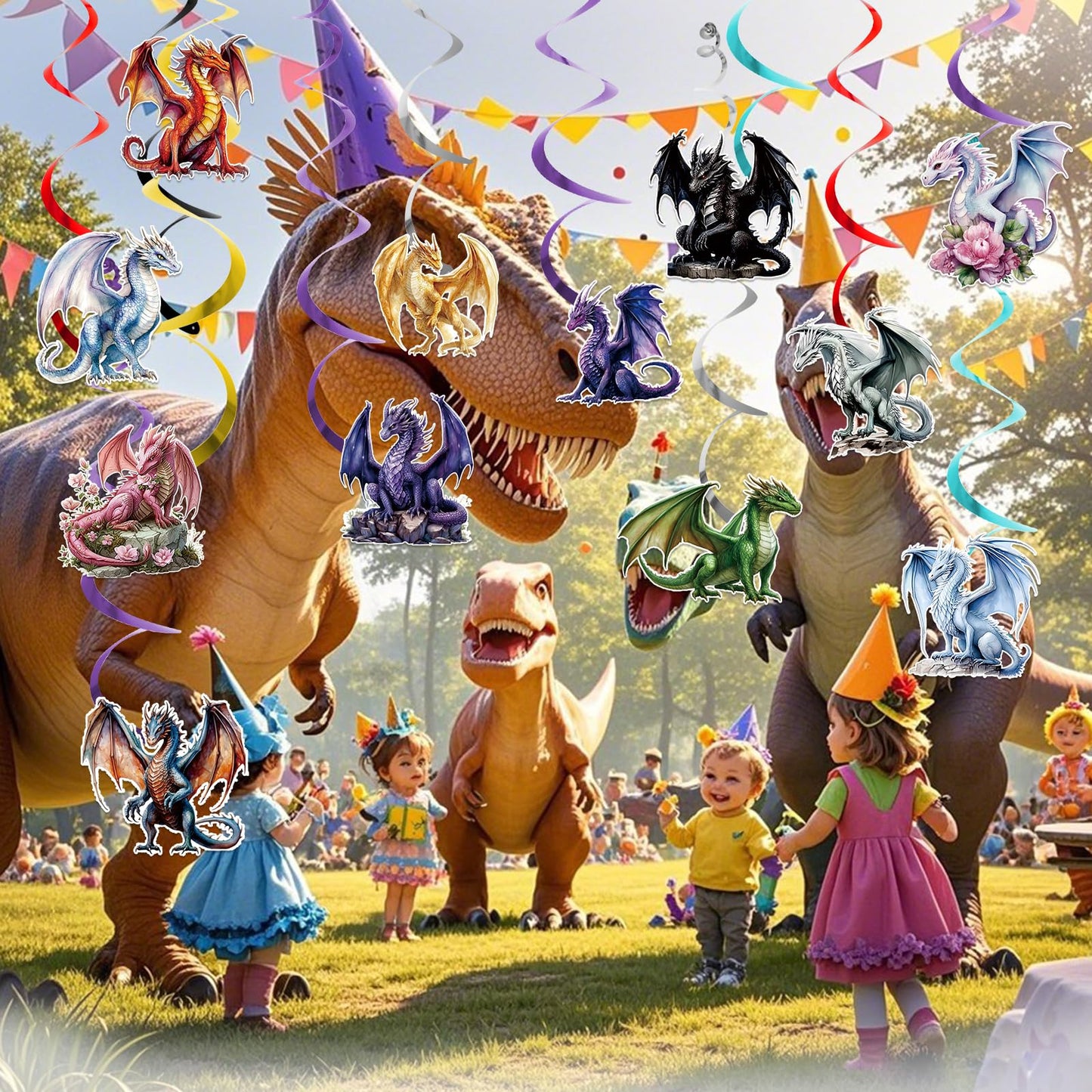 Dragon Birthday Party Decorations - Dragon Party Supplies 12pcs Dragon Theme Birthday Decorations Dragon Party Hanging Swirls