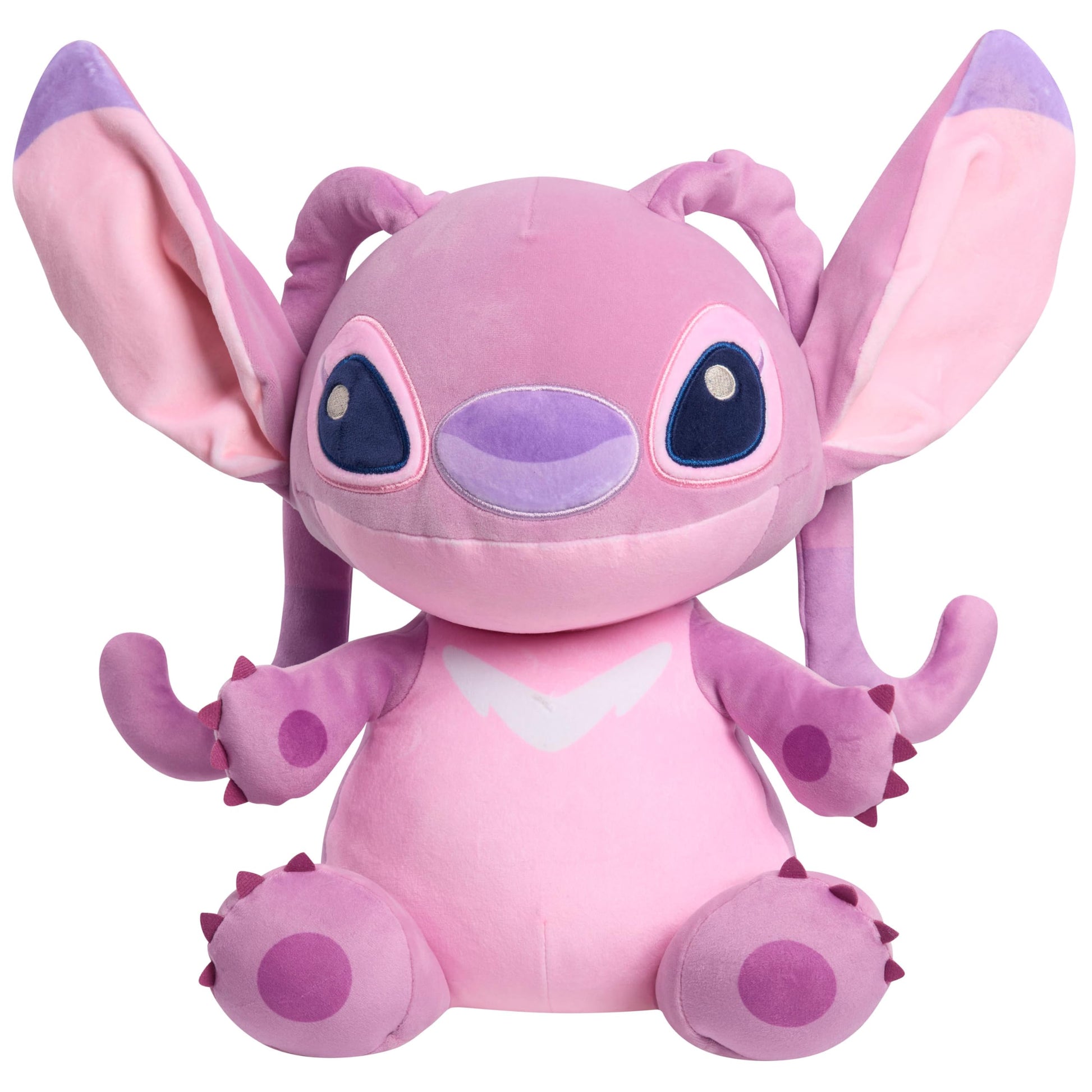 Disney Stitch Comfort Weighted Plush Angel, Officially Licensed, 14-inch Stuffed Animal, Super Soft Snuggly Stretchy Fabric, Alien, Pink, Kids Toys