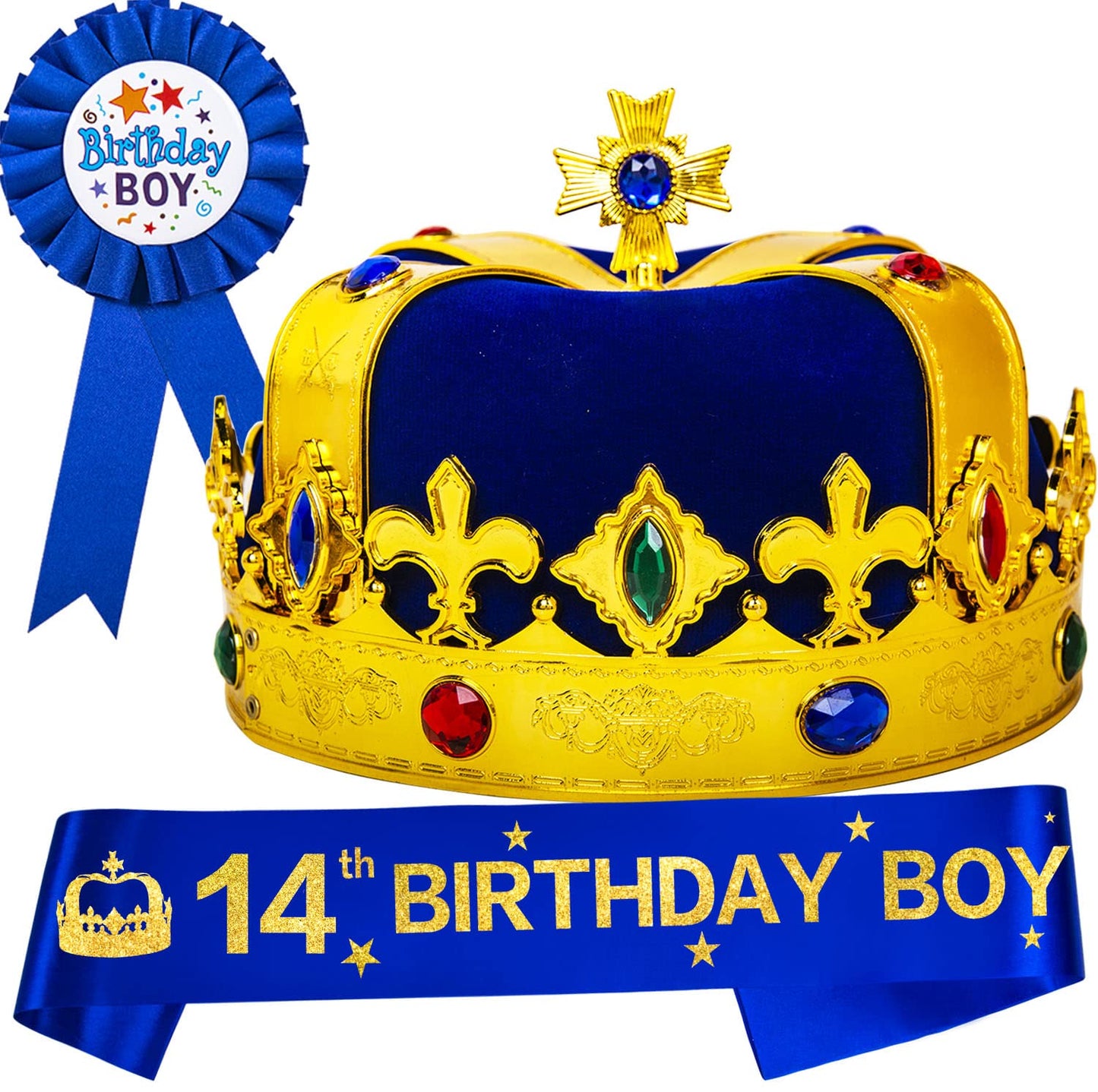 HnoonZ Its My Birthday Hat Boy,14th Birthday Gifts for Boys,14 Birthday Crown Boy,14 Birthday Boy Sash,14th Birthday Hat Boys,14th Birthday