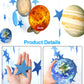 Solar System Decoration Banner, Eight Planet Garland with Blue Shimmer Star