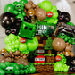 ALL-IN-1 Black Brown & Green Balloon Arch Kit with BONUS Green FOIL Balloon & Game Controller Balloons for Birthday Decorations - Green Brown Black