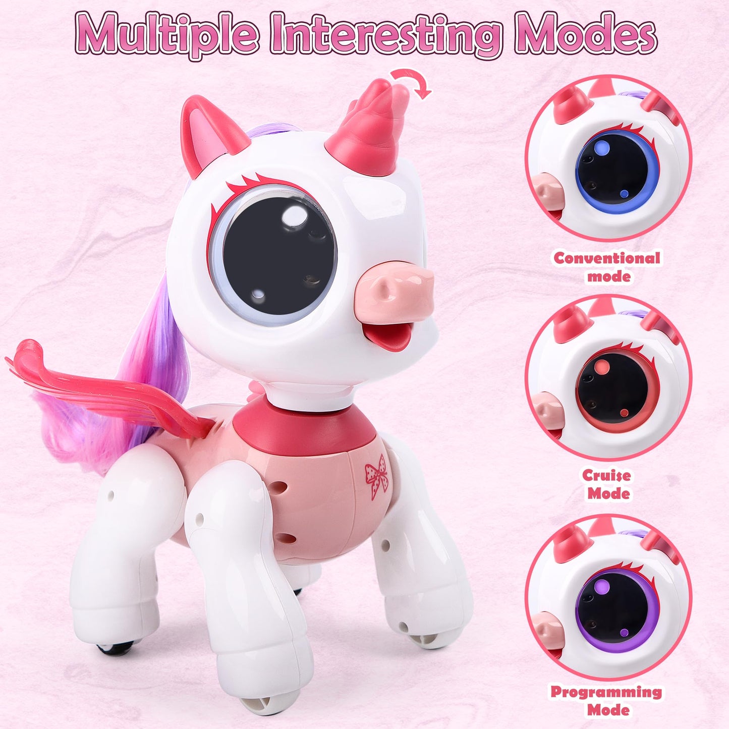 SPRSHY Remote Control Unicorn for Girls - Companion Pet Toys Electronic Pink Pegasus,Music and Waking Robot Christmas Birthday for Children 3 4 5 6 7