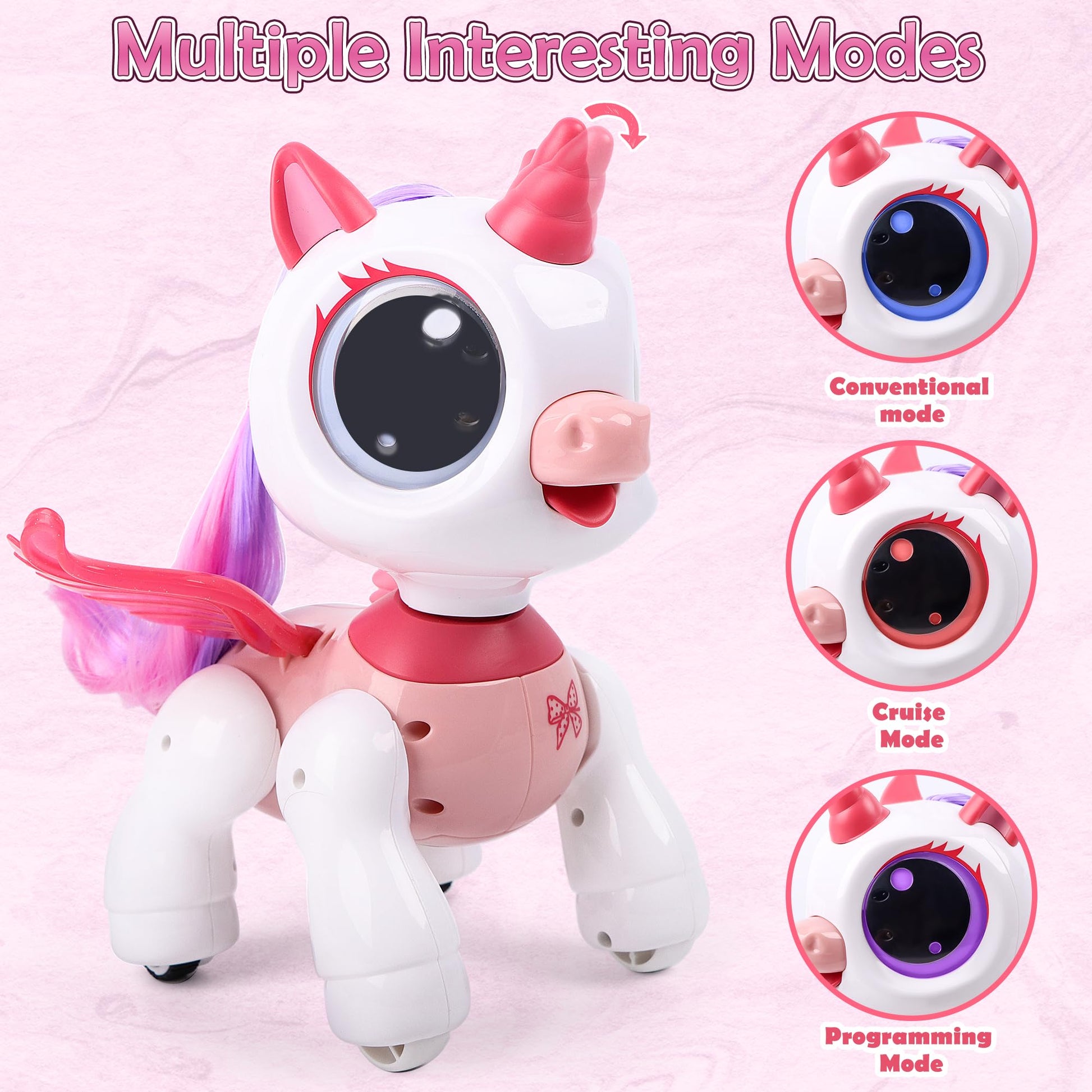 SPRSHY Remote Control Unicorn for Girls - Companion Pet Toys Electronic Pink Pegasus,Music and Waking Robot Christmas Birthday for Children 3 4 5 6 7