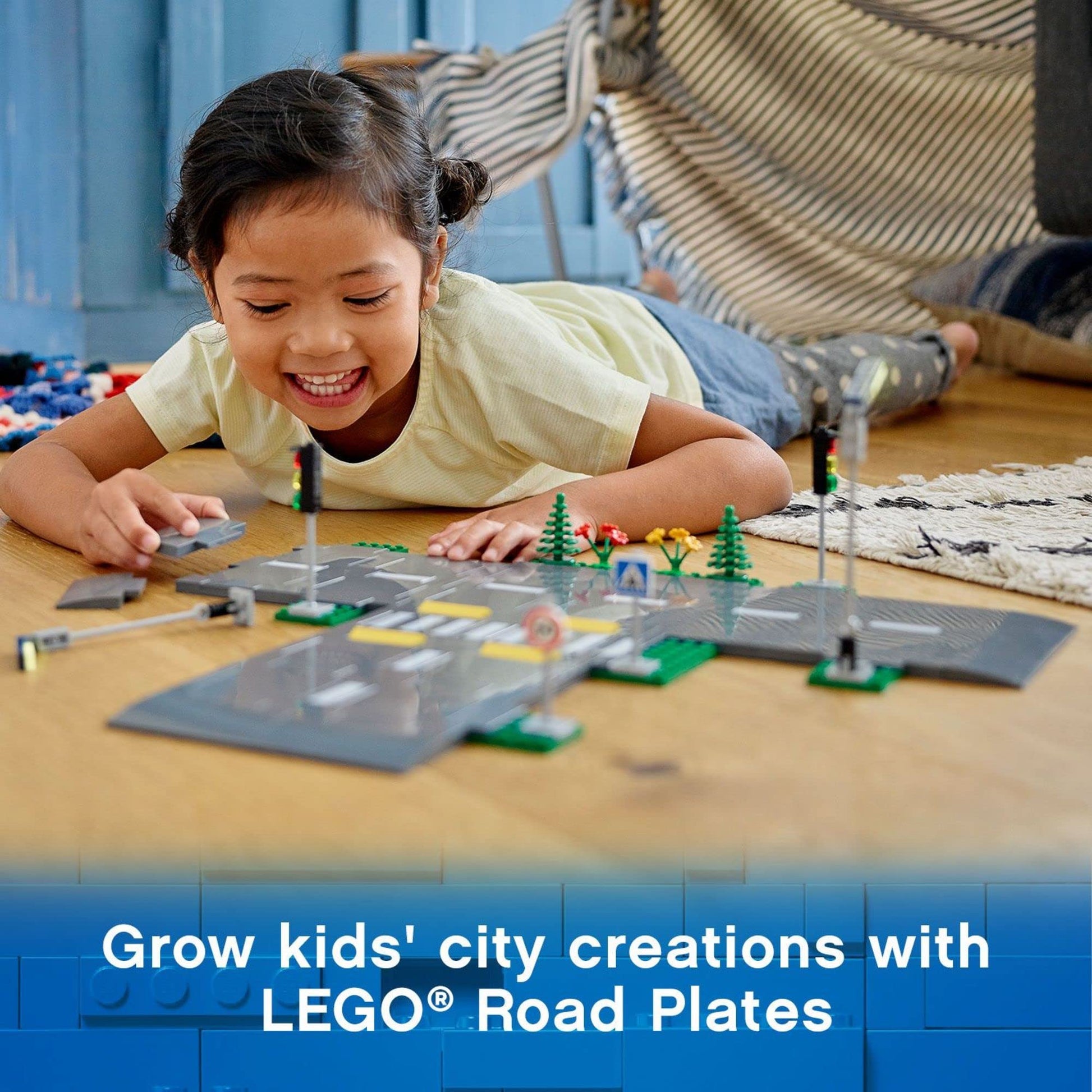 LEGO City Road Plates 60304 - Building Toy Set, Featuring Traffic Lights, Trees, Glow in The Dark Bricks, Combine City Series Sets, Great Gift